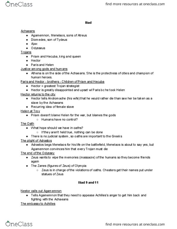 CLAS 2220 Lecture Notes - Lecture 13: Adrastus, Tydeus, Odysseus thumbnail