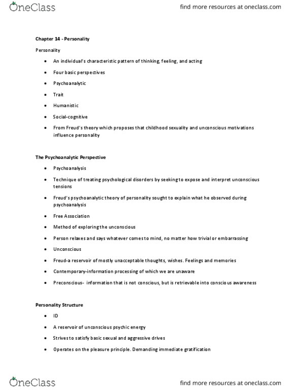 01:830:101 Lecture Notes - Lecture 14: Oedipus Complex, Erogenous Zone, Preconscious thumbnail