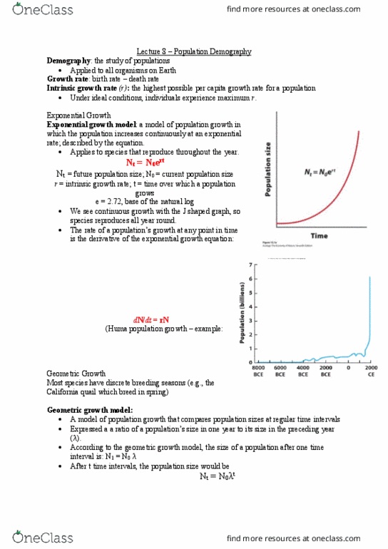 BIO205H5 Lecture Notes - Lecture 8: California Quail, Exponential Growth, Doubling Time thumbnail