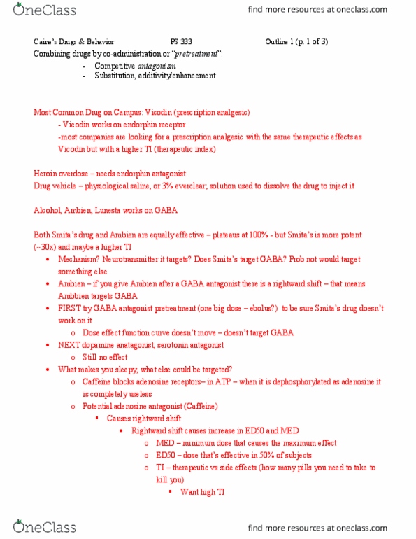 CAS PS 333 Lecture Notes - Lecture 2: Gaba Receptor Antagonist, Opioid Overdose, Zolpidem thumbnail