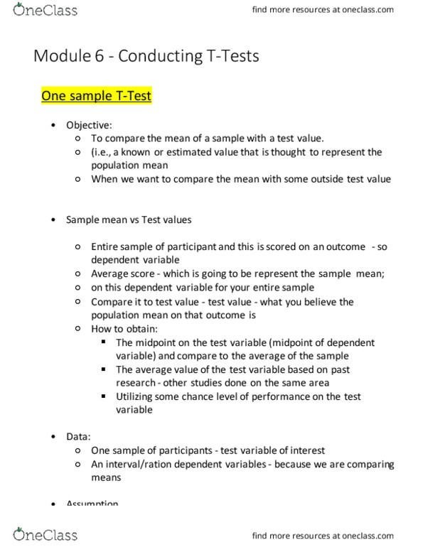 CRIM 320 Lecture Notes - Lecture 6: Dependent And Independent Variables, Test Statistic, Job Performance thumbnail