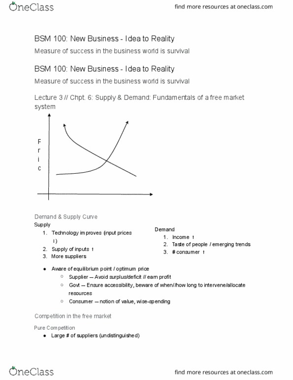 BSM 100 Lecture Notes - Lecture 3: Ibm System P, Equilibrium Point, Fixed Price thumbnail