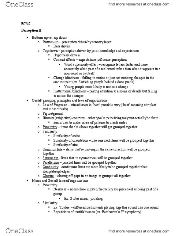 PSYC 341 Lecture Notes - Lecture 3: Inattentional Blindness, Yodeling, Change Blindness thumbnail