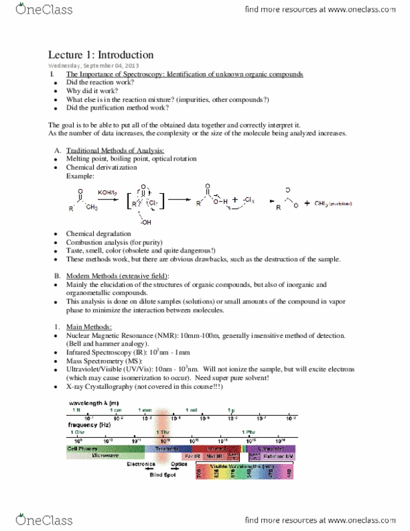 CHEM 3P40 Lecture Notes - Nuclear Magnetic Resonance Spectroscopy, Combustion Analysis, 10 Nanometer thumbnail