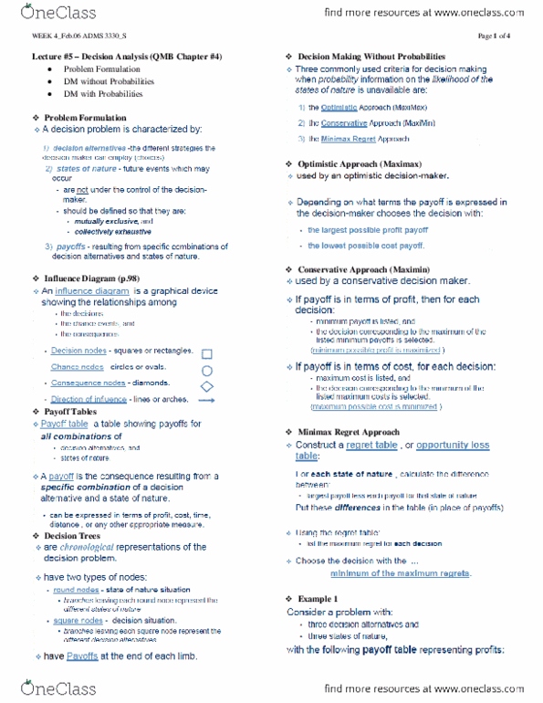 ADMS 3330 Lecture Notes - Decision Tree Learning, Expected Value Of Perfect Information, Perfect Information thumbnail