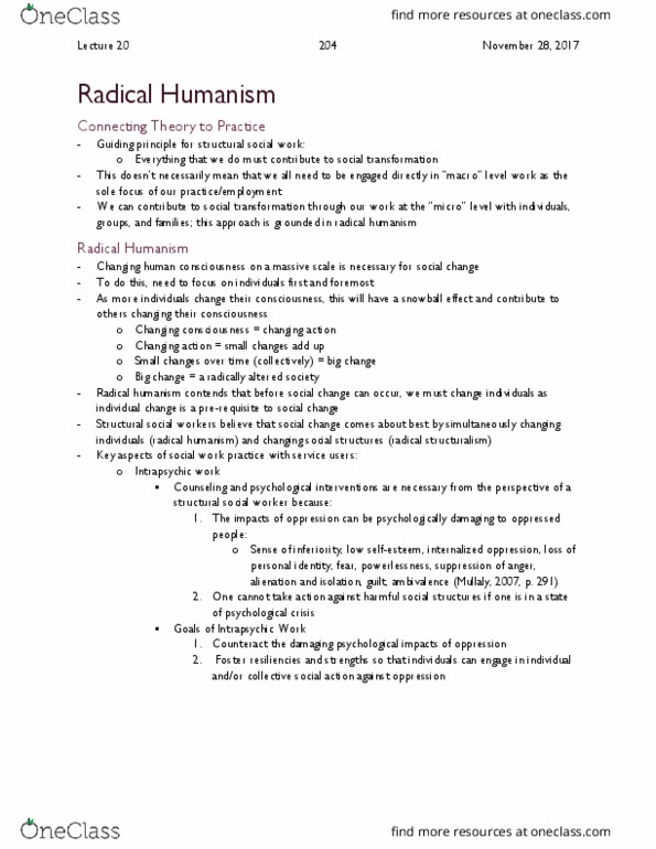 SWRK 2040 Lecture Notes - Lecture 20: Internalized Oppression, Consciousness Raising, Railways Act 1921 thumbnail