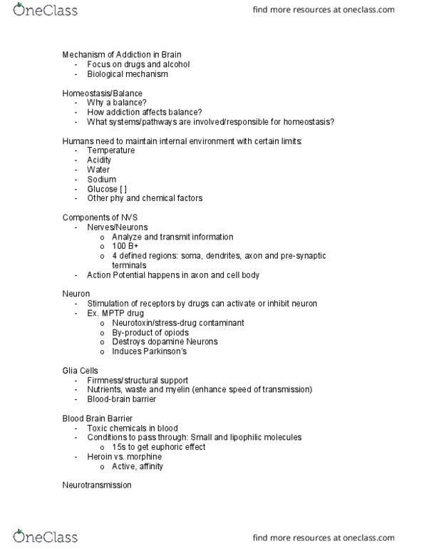 PSYC*3150 Lecture Notes - Lecture 3: Mptp, Opioid, Lipophilicity thumbnail