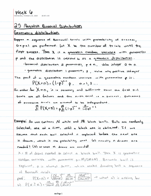 STAT 3600 Lecture 6: Week 6 negative binomial distribution, Poisson thumbnail