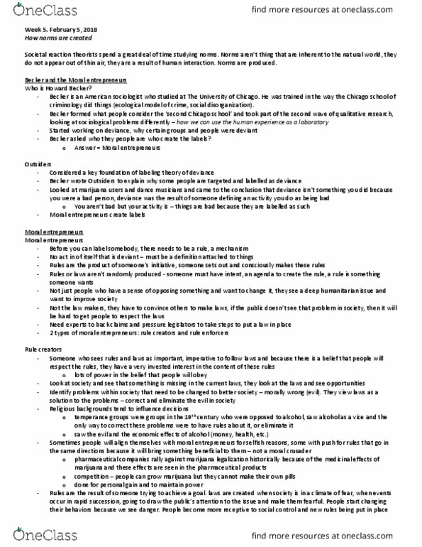 CRM 2302 Lecture Notes - Lecture 4: Labeling Theory, Social Disorganization Theory, Risk Factor thumbnail