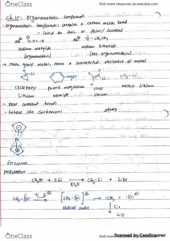 CHEM 2302 Lecture 3: Ch.15 Organometallics W/ Important Ch.8 formation of Alcohol Reactions Review thumbnail