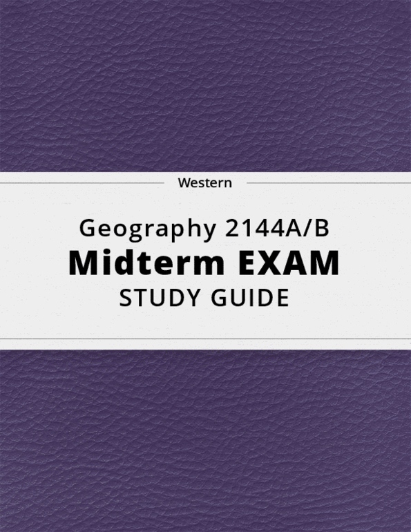 Geography 2144A/B- Midterm Exam Guide - Comprehensive Notes For The ...