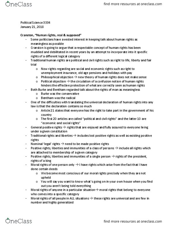 Political Science 3334E Chapter Notes - Chapter Jones&Cranton: Negative And Positive Rights, Moral Rights, List Of Civilisations In The Culture Series thumbnail