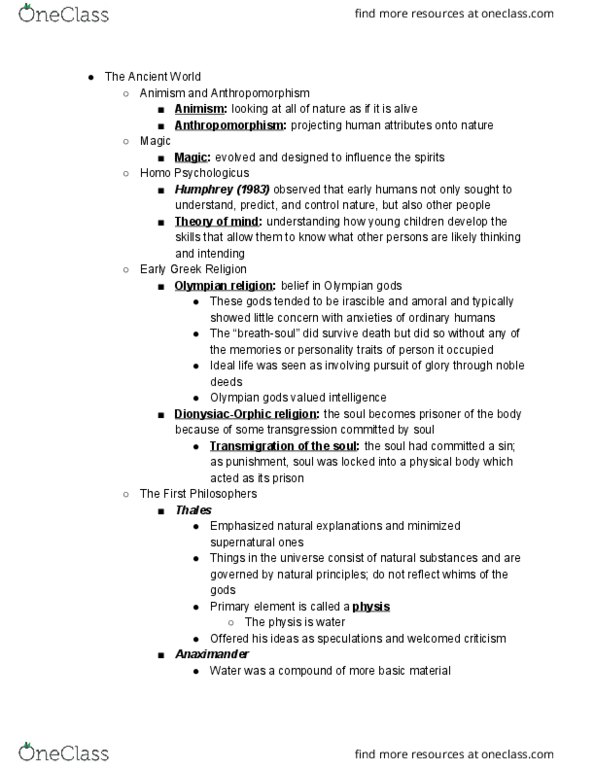 PSY 362 Chapter Notes - Chapter 2: Physis, Anthropomorphism, Pythagorean Theorem thumbnail