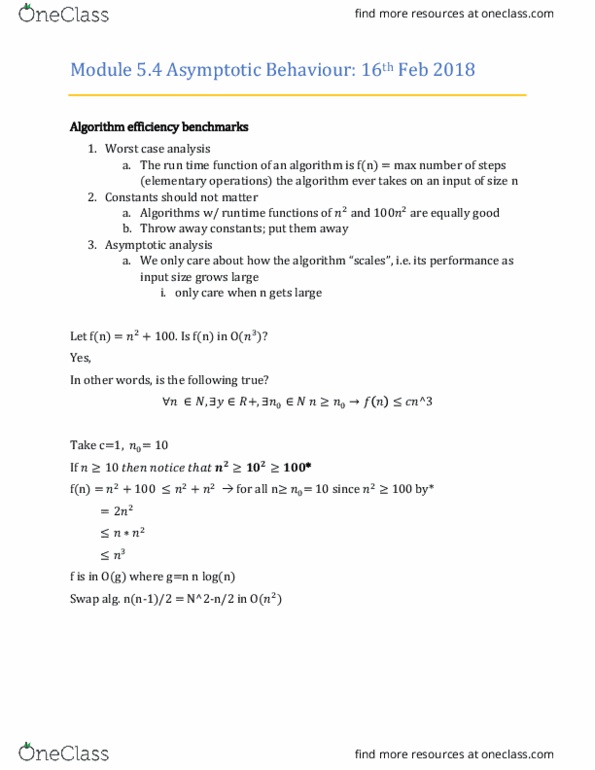 CPSC 121 Lecture Notes - Lecture 17: Asymptotic Analysis thumbnail