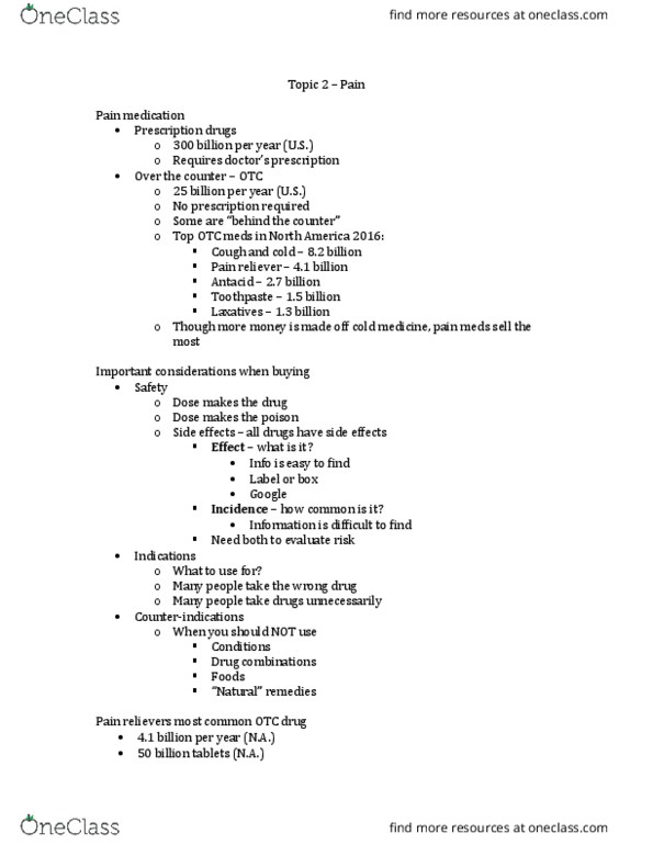 BPS 1101 Lecture Notes - Lecture 2: Antacid, Analgesic, Phenacetin thumbnail