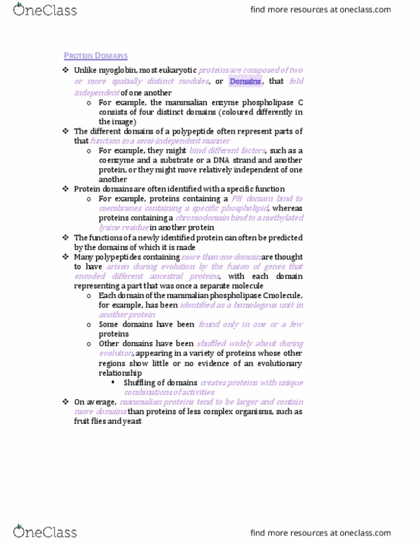 BIO130H1 Chapter Notes - Chapter 2: Pleckstrin Homology Domain, Chromodomain, Myoglobin thumbnail