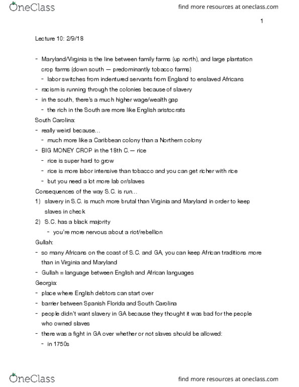 HIST 2112 Lecture Notes - Lecture 10: Gullah Language, English Language In England, Mercantilism thumbnail