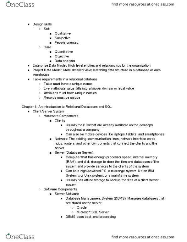 MIS 325 Lecture Notes - Lecture 3: Microsoft Sql Server, Computer Data Storage, Data Warehouse thumbnail