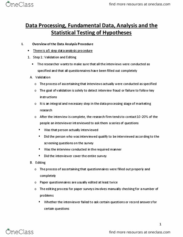Management and Organizational Studies 3420F/G Chapter Notes - Chapter 13: Test Statistic, Central Tendency, Computer-Assisted Telephone Interviewing thumbnail