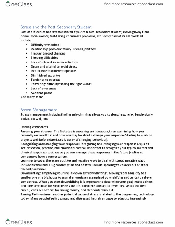 HSS 1101 Chapter Notes - Chapter 3: Manual Transmission, Stress Management, Stuttering thumbnail