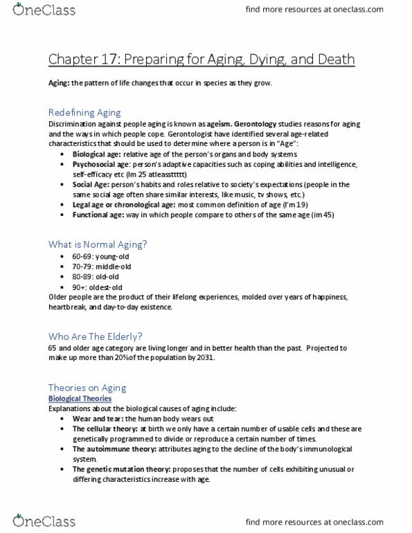 HSS 1101 Chapter Notes - Chapter 17: Mutationism, Legal Age, Ageism thumbnail