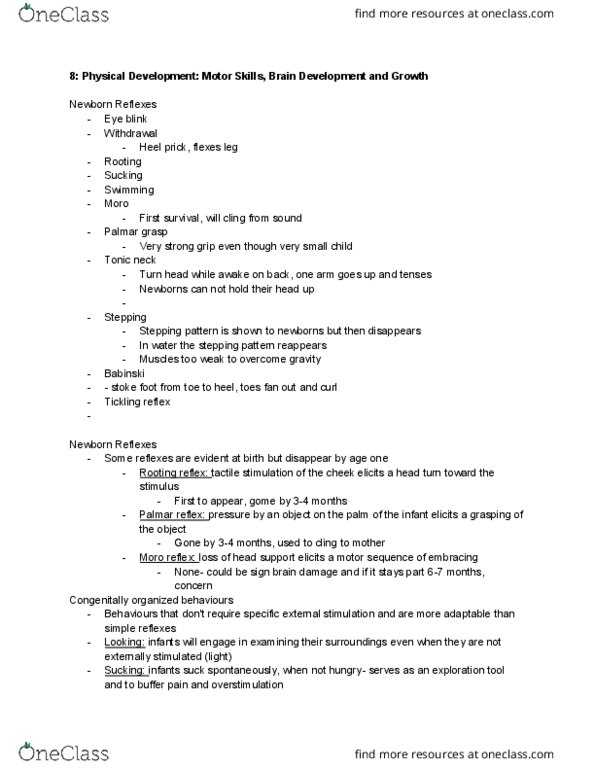 PSY 2105 Chapter Notes - Chapter 8-10: Moro Reflex, Primitive Reflexes, Color Constancy thumbnail