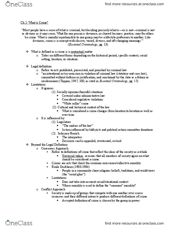 CJ 220 Lecture Notes - Lecture 1: Political Action Committee, White-Collar Crime, Misdemeanor thumbnail