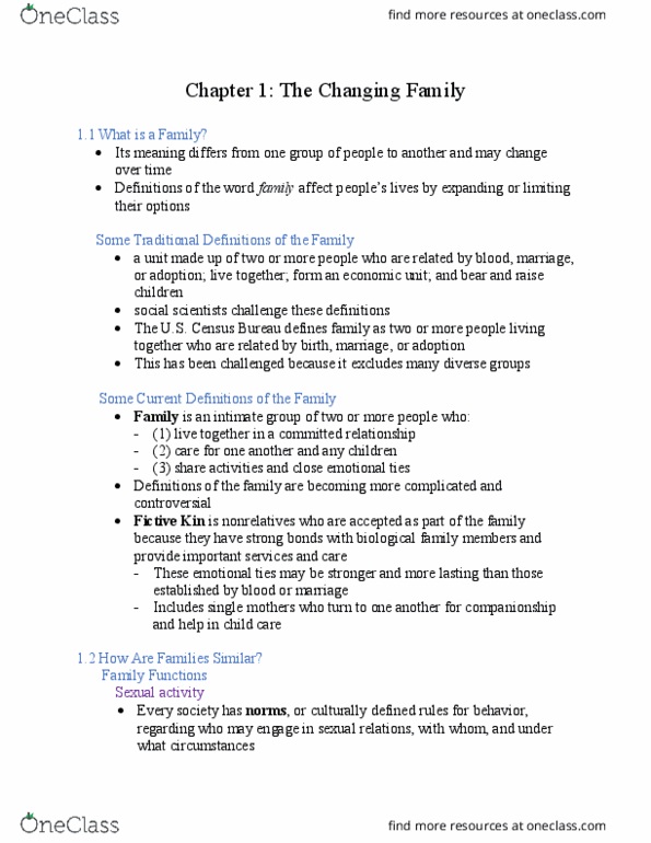 FMST 101 Chapter Notes - Chapter 1: Incest Taboo, Intimate Partner Violence, Exogamy thumbnail