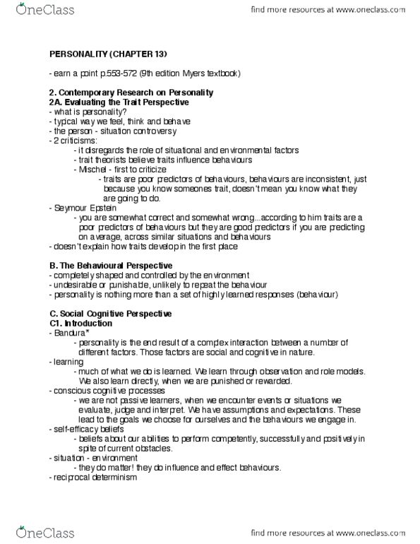 PSY 1102 Lecture Notes - Determinism, Shy People, Biopsychosocial Model thumbnail