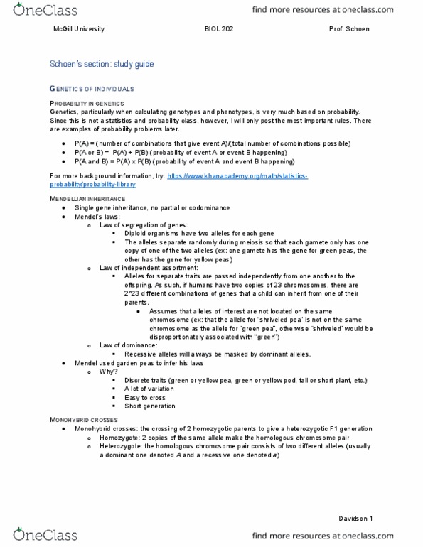 BIOL 202 Midterm: BIOL 202 Schoen Midterm 1 STUDY GUIDE - OneClass