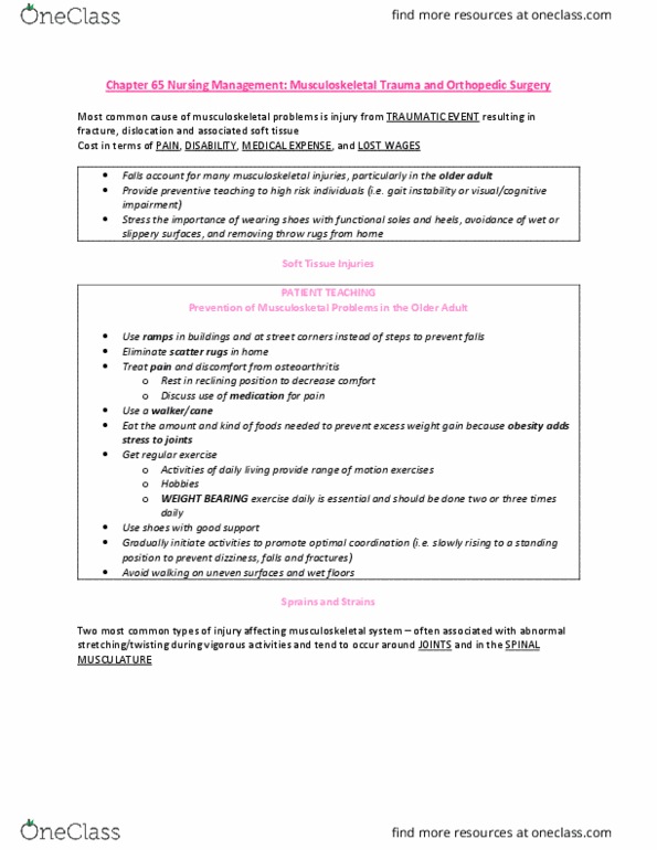 NURS 498 Lecture Notes - Lecture 1: Orthopedic Surgery, Human Musculoskeletal System, Timesdaily thumbnail