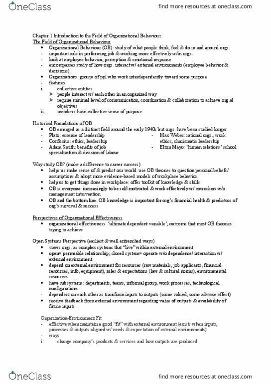 HTH 601 Chapter Notes - Chapter 1: Elton Mayo, Dependent And Independent Variables, Virtual Work thumbnail