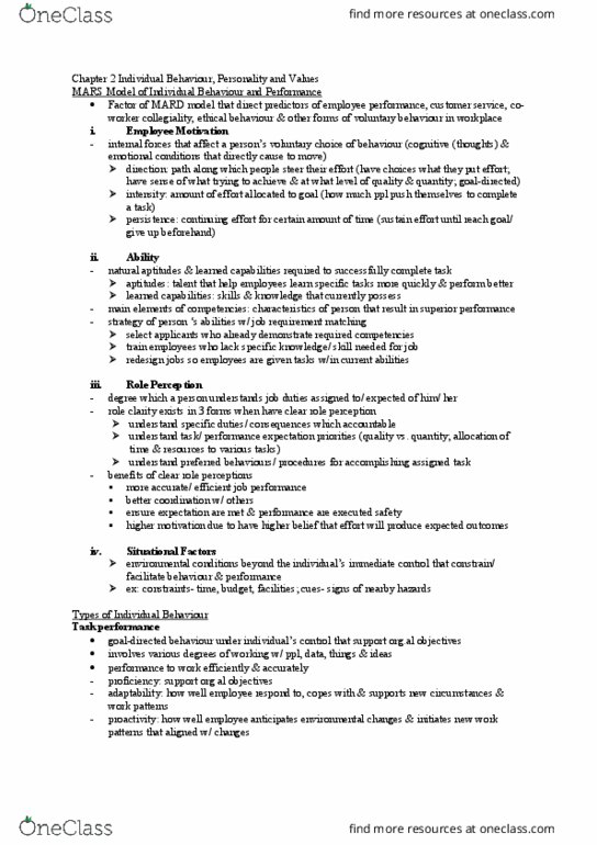 HTH 601 Chapter Notes - Chapter 2: Presenteeism, Job Performance, Proactivity thumbnail