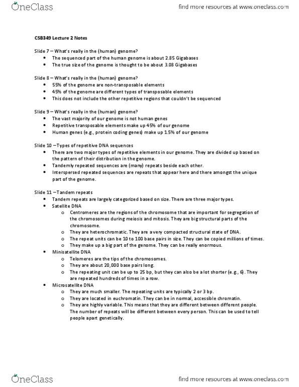 CSB349H1 Lecture 2: CSB349 Lecture 2 Notes thumbnail