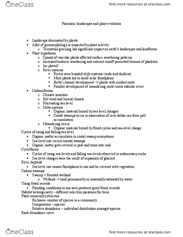 ENVR 202 Lecture Notes - Lecture 12: Sea Level Rise, Paleozoic, Plant Community thumbnail