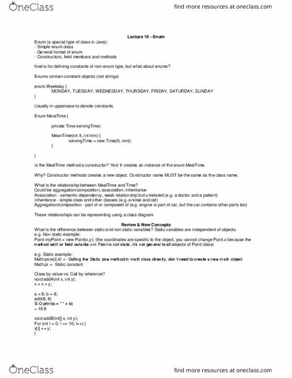 COMPSCI 2S03 Lecture Notes - Lecture 16: Aqua Teen Hunger Force (Season 2), Class Diagram thumbnail