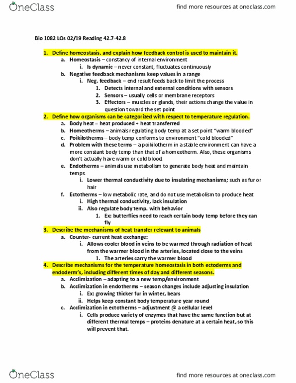 BIOL 1082 Chapter Notes - Chapter 42.7-42.8: Thermal Conductivity, Poikilotherm, Homeothermy thumbnail