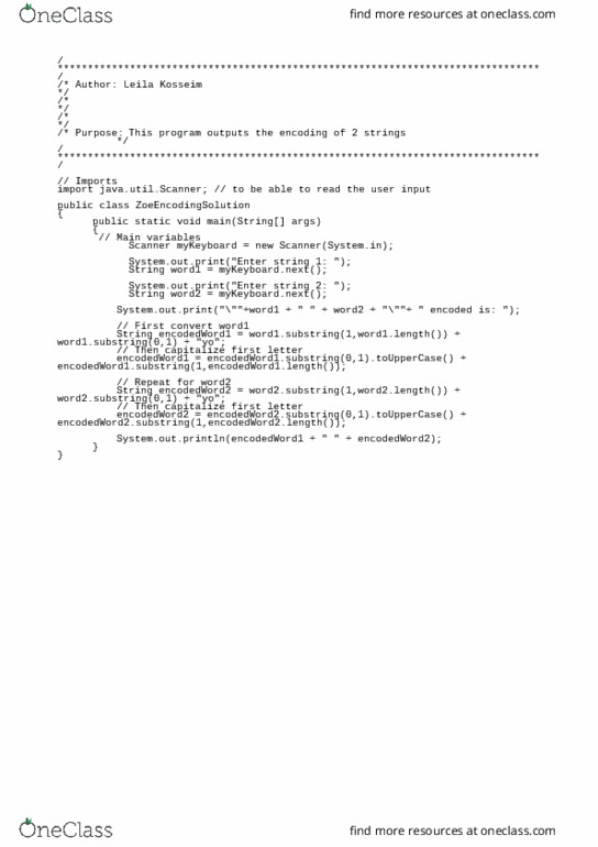 COMP 248 Lecture Notes - Lecture 1: Substring thumbnail