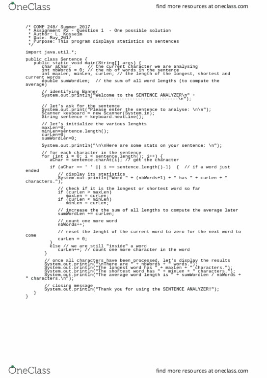 COMP 248 Lecture 1: Sentence.java thumbnail