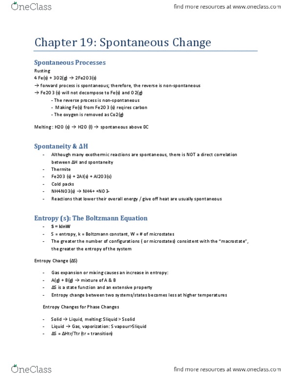 CHEM 1A03 Lecture Notes - Gibbs Free Energy, Sodium Azide, Boltzmann Equation thumbnail