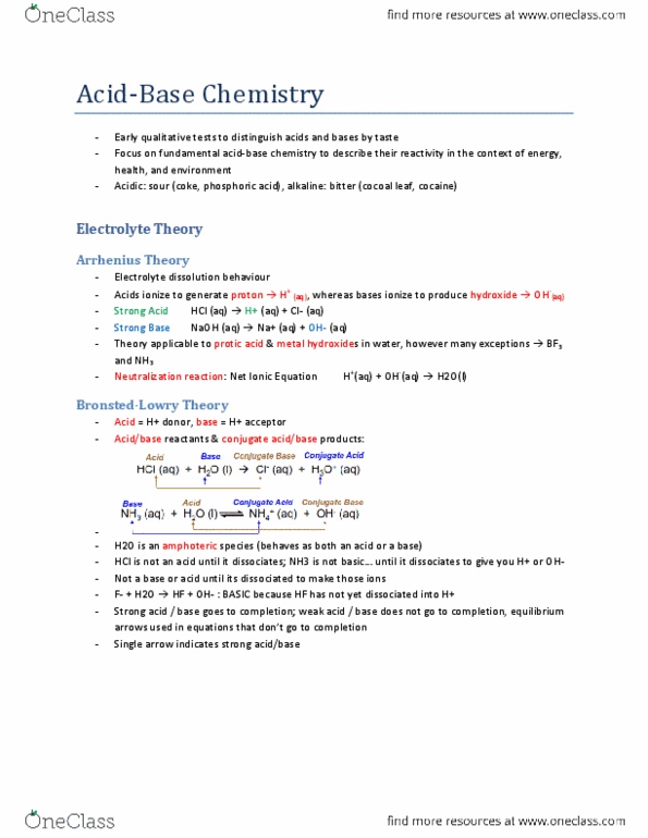 CHEM 1A03 Lecture Notes - Conjugate Acid, Acid Strength, Aqueous Solution thumbnail