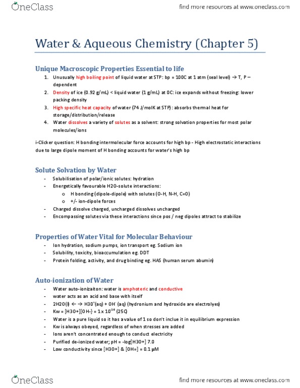 CHEM 1A03 Lecture Notes - Heat Capacity, Purified Water, Strong Electrolyte thumbnail