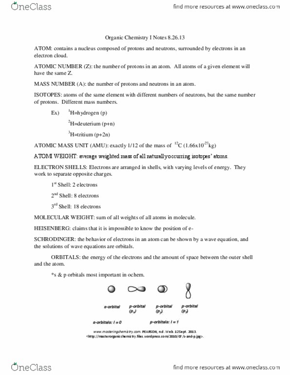 CHM 2110 Lecture Notes - Electron Configuration, Atomic Orbital, Unit thumbnail