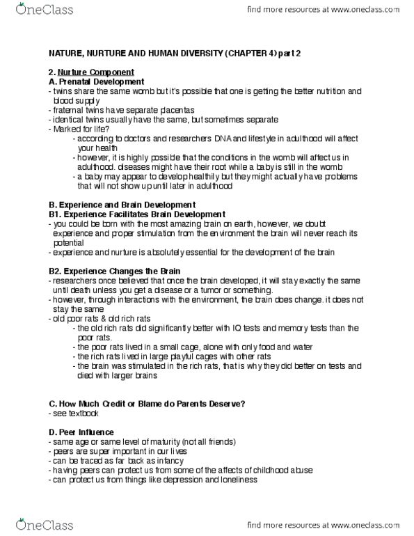 PSY 1102 Lecture Notes - Twin, Prenatal Development, Chromosome thumbnail