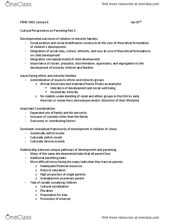 FRHD 3040 Lecture Notes - Lecture 6: Social Stratification thumbnail