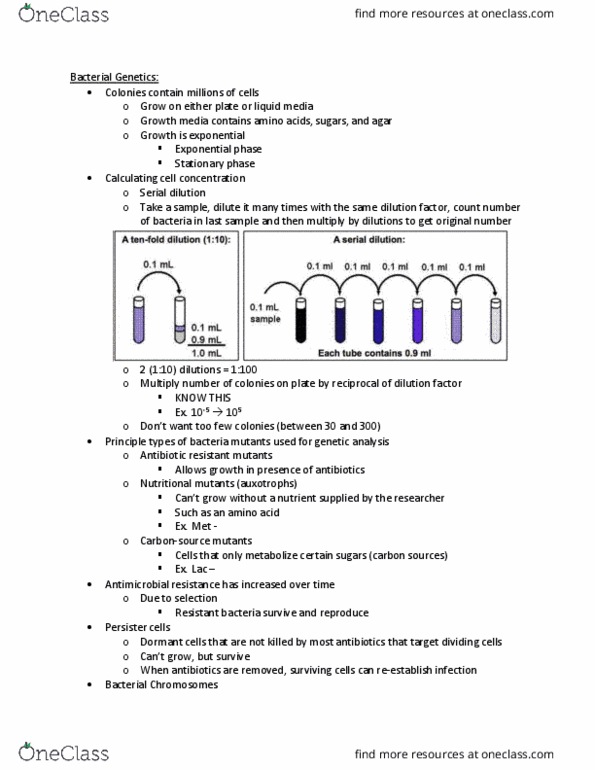 BIOL 2301 Lecture Notes - Lecture 12: Serial Dilution, Antimicrobial Resistance, Antibiotics thumbnail