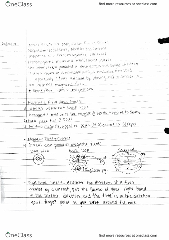 PHY 122 Lecture 9: Chapter 24 Magnetic Field and Forces thumbnail