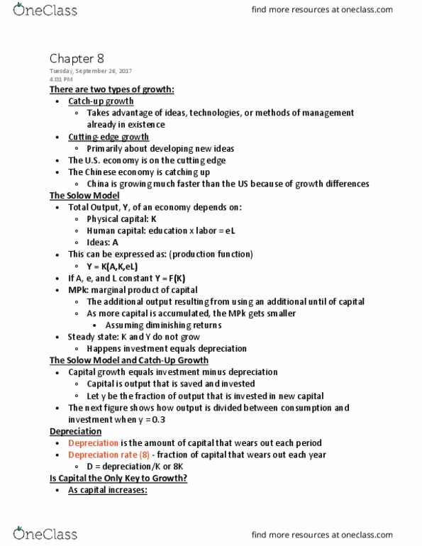 ECON 1102 Lecture Notes - Lecture 5: Diminishing Returns, Physical Capital, Marginal Product thumbnail