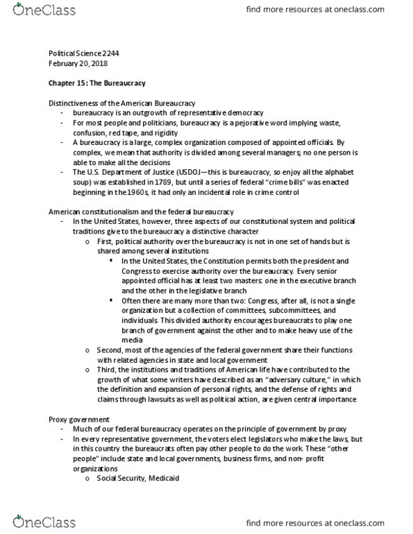 Political Science 2244E Chapter Notes - Chapter 15: Franklin D. Roosevelt, Civil Service Retirement System, Red Tape thumbnail