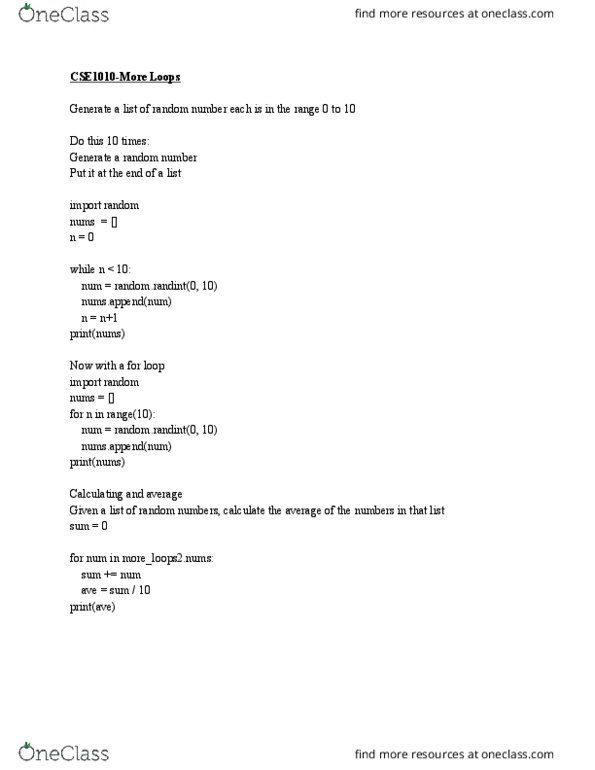 CSE 1010 Lecture 10: CSE1010-More Loops thumbnail